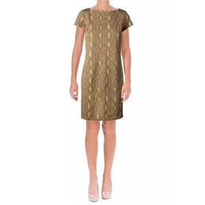 Lauren Ralph Lauren Snakeskin Print Shift Dress size 2X Ponte Stretch Comfort